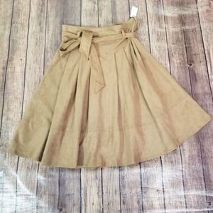 Akemi + Kin Womens Skirt Brown Size 12 Faux Suede Belted Pleated Anthropologie